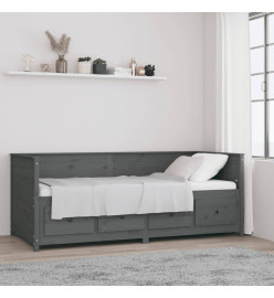 Lit de jour Gris 90x200 cm Bois de pin massif