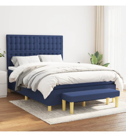 Lit à sommier tapissier avec matelas Bleu 140x200 cm Tissu