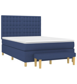 Lit à sommier tapissier avec matelas Bleu 140x200 cm Tissu