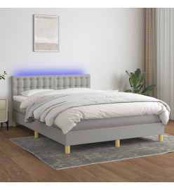 Sommier tapissier et matelas et LED Gris clair 140x200 cm Tissu