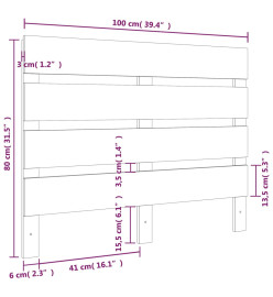 Tête de lit Blanc 100x3x80 cm Bois massif de pin