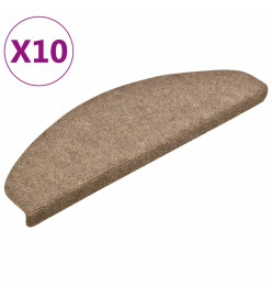 Tapis autoadhésifs de marches 10 pcs Crème 65x21x4cm Aiguilleté