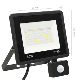 Projecteur à LED avec capteur 50 W Blanc froid