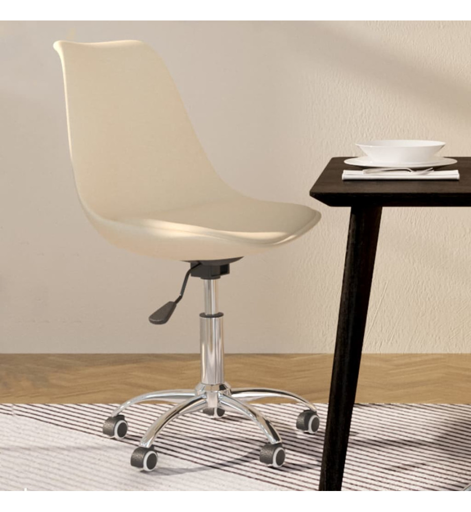 Chaise pivotante de salle à manger Crème Tissu