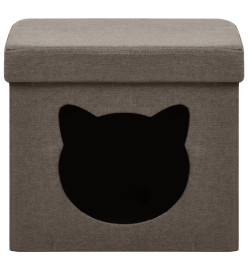 Tabouret de rangement pliable avec motif de chat Marron Tissu