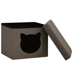 Tabouret de rangement pliable avec motif de chat Marron Tissu