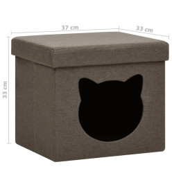 Tabouret de rangement pliable avec motif de chat Marron Tissu