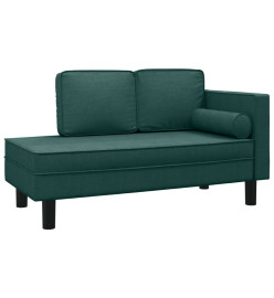 Chaise longue avec coussins et traversin vert foncé tissu