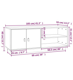 Meuble TV Blanc 105x34x40 cm Bois de pin massif