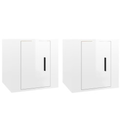 Meubles TV muraux 2 pcs Blanc brillant 40x34,5x40 cm