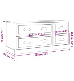 Meuble TV blanc brillant 100x35,5x45 cm bois d'ingénierie