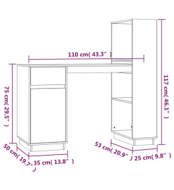 Bureau Marron miel 110x53x117 cm Bois massif de pin