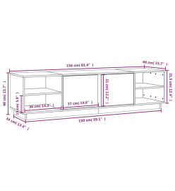 Meuble TV Blanc 156x40x40 cm Bois de pin massif