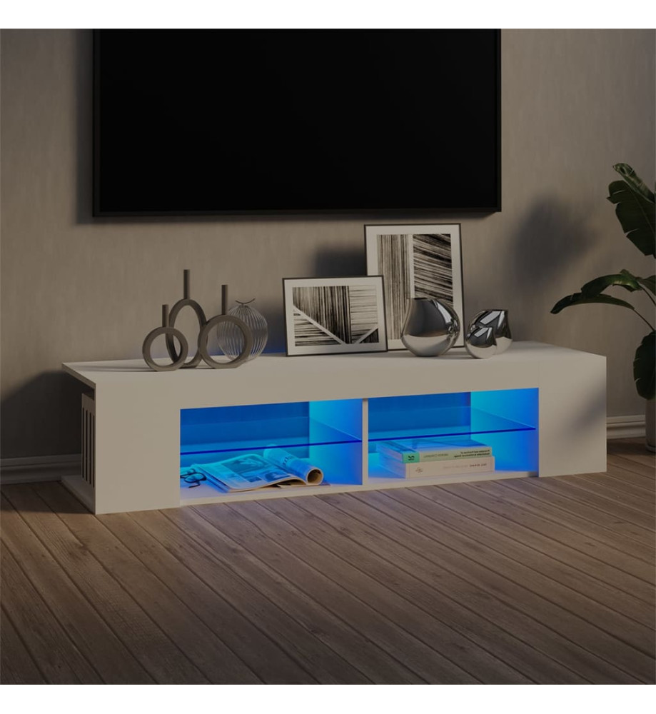 Meuble TV avec lumières LED blanc 135x39x30 cm