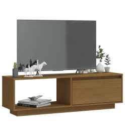 Meuble TV Marron miel 110x30x33,5 cm Bois de pin massif