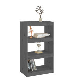 Bibliothèque/Séparateur de pièce Gris 60x30x103,5 cm Pin solide