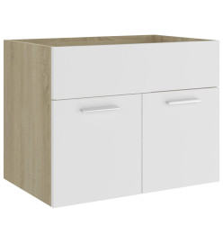 Ensemble de meubles de salle de bain 2pcs Blanc et chêne sonoma