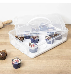 HI Boîte de rangement pour 12 petits gâteaux 6 L transparent