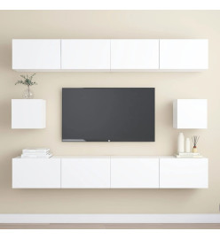 Ensemble de meubles TV 6 pcs Blanc Aggloméré