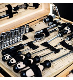 Brüder Mannesmann Ensemble d'outils 108 pcs Boîte en bambou