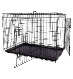 FLAMINGO Cage métallique animaux avec porte coulissante XL Noir