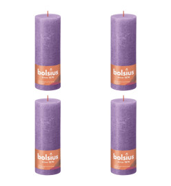 Bolsius Bougies pilier rustiques Shine 4 pcs 190x68 mm Violet vibrant