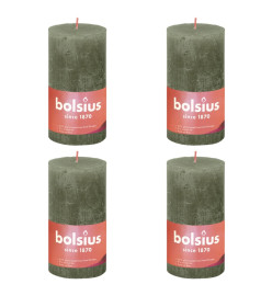 Bolsius Bougies pilier rustiques Shine 4 pcs 130x68 mm Vert olive