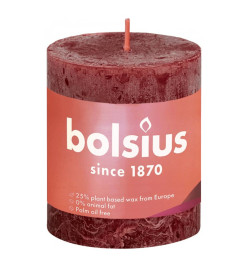 Bolsius Bougies pilier rustiques Shine 4 pcs 80x68 mm Rouge velours