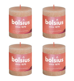 Bolsius Bougies pilier rustiques Shine 4 pcs 80x68 mm Rose brumeux