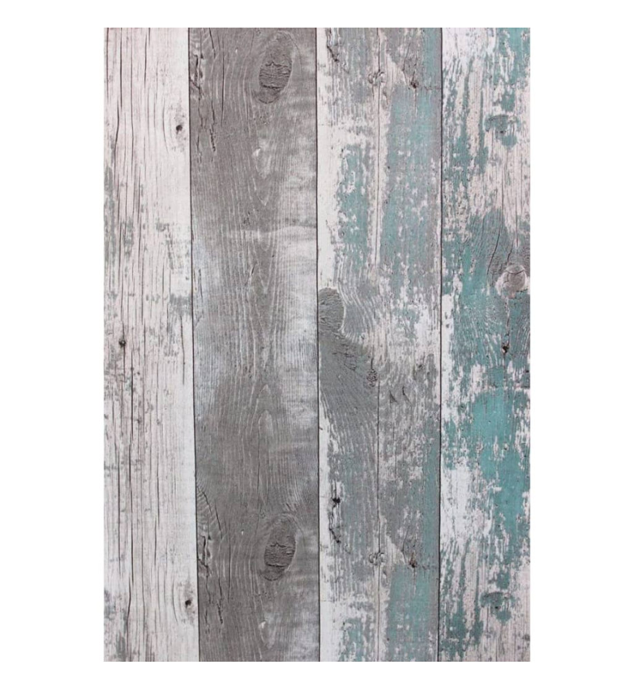 Topchic Papier peint Wooden Planks Gris foncé et bleu