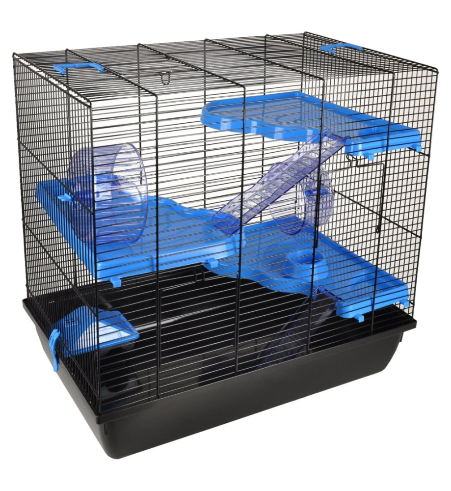 FLAMINGO Cage pour hamsters Jaro 4 58x38x55 cm Noir et bleu