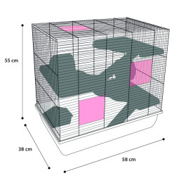 FLAMINGO Cage pour hamsters Jaro 4 58x38x55 cm Noir et bleu