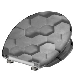 SCHÜTTE Siège de toilette avec fermeture en douceur GREY HEXAGONS