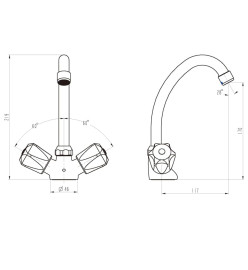 SCHÜTTE Mitigeur de lavabo à 2 poignées SAVINO chrome