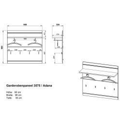 Germania Panneau de porte-manteau GW-Adana Hêtre noble