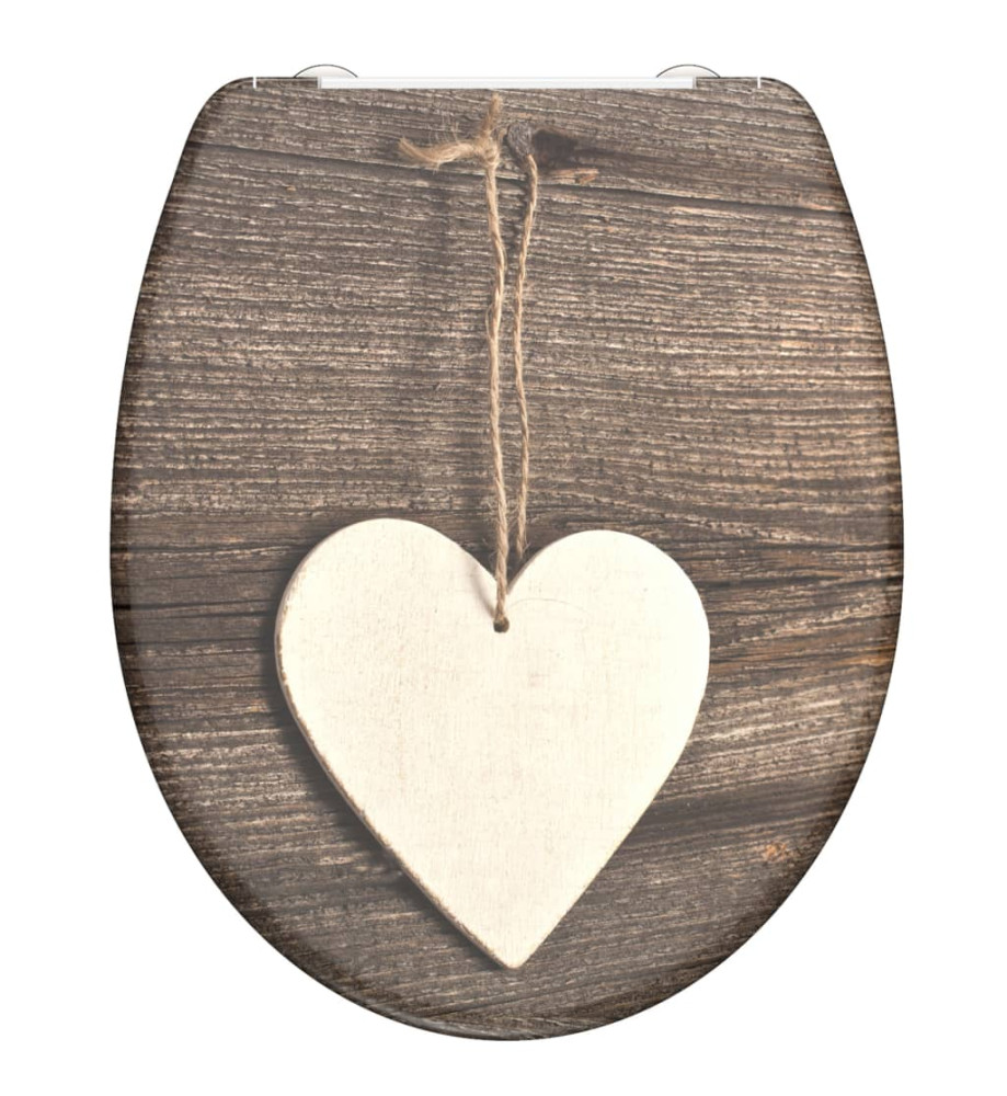 SCHÜTTE Siège de toilette avec fermeture en douceur WOOD HEART imprimé