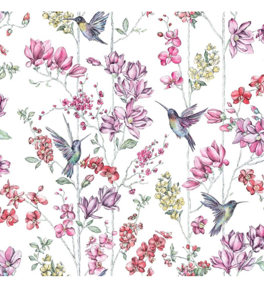 DUTCH WALLCOVERINGS Papier peint Colibris Rose