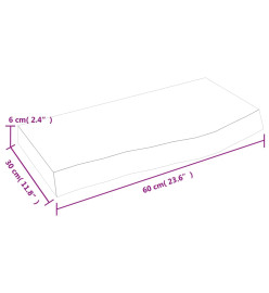 Étagère murale 60x30x6 cm bois de chêne massif non traité