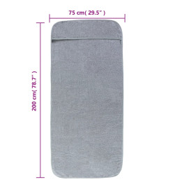 Serviettes de plage 2 pcs gris 75x200 cm tissu 400 GSM