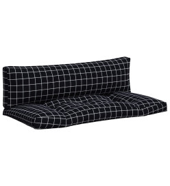 Coussins de palette 2 pcs motif à carreaux noir tissu Oxford