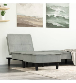 Chaise longue gris clair velours