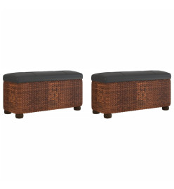 Bancs de rangement 2 pcs avec coussin marron 69 cm quenouille