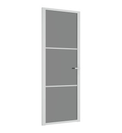 Porte intérieure 76x201,5 cm Blanc Verre ESG et aluminium