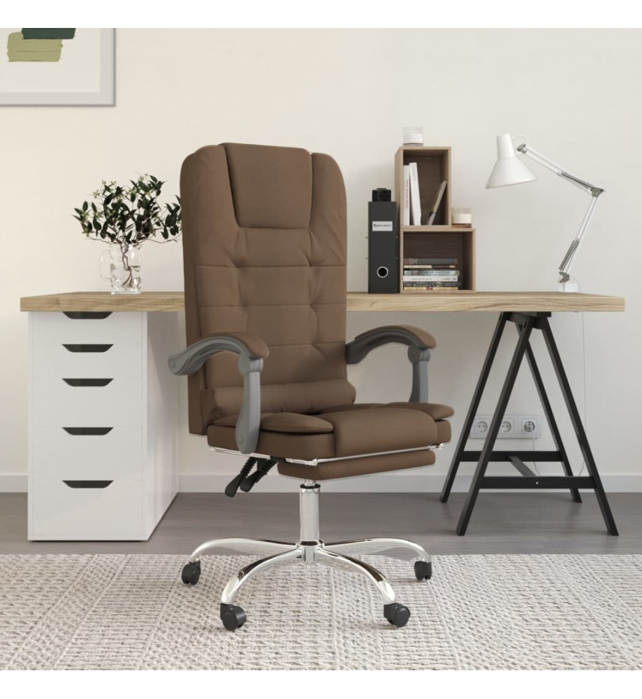 Fauteuil de massage inclinable de bureau Marron Tissu