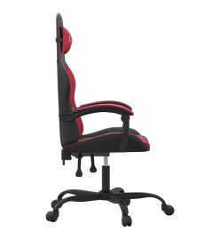 Chaise de jeu pivotante Noir et rouge bordeaux Similicuir