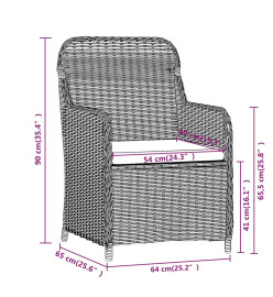 Ensemble de salle à manger de jardin avec coussins 3 pcs Marron