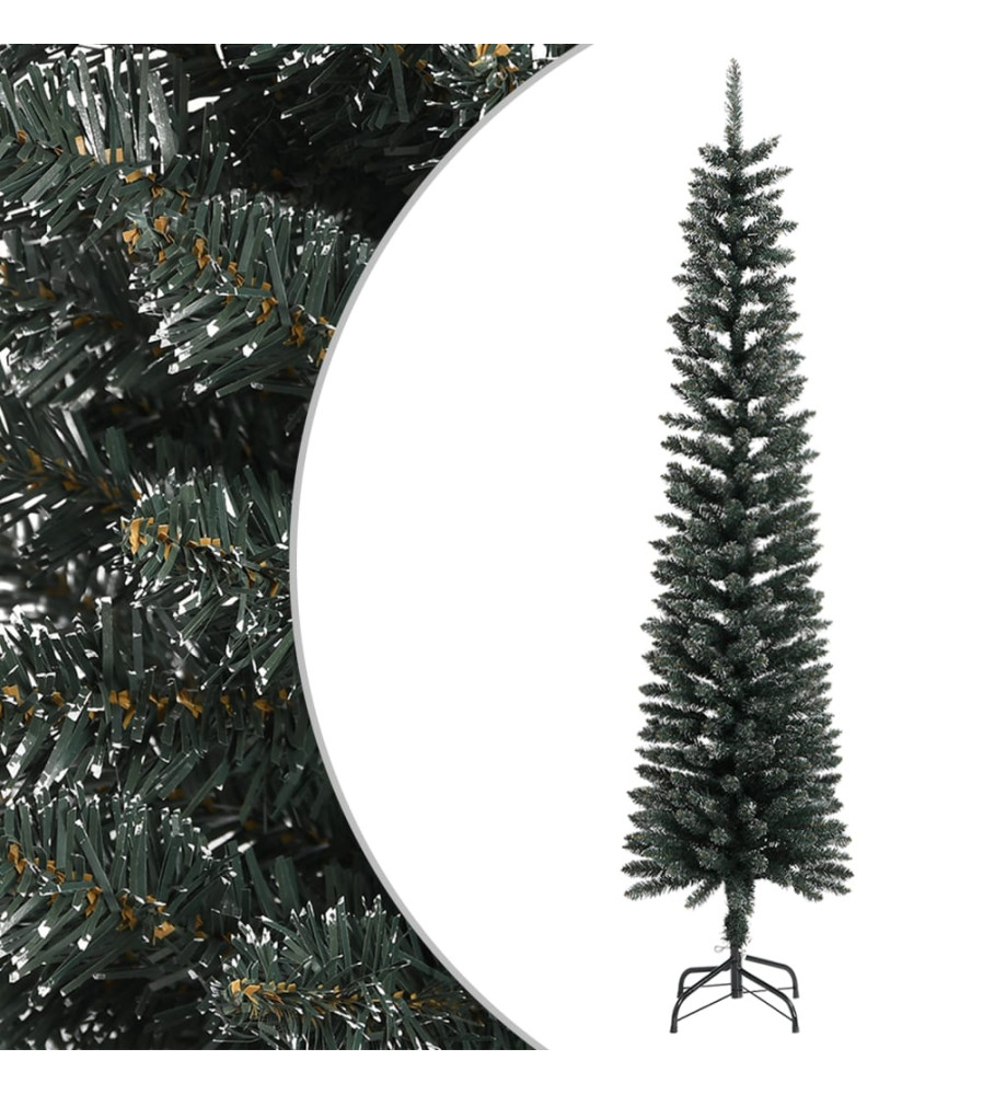 Sapin de Noël artificiel mince avec support Vert 240 cm PVC