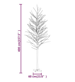 Bouleau blanc à LED 672 LED Blanc chaud 400 cm