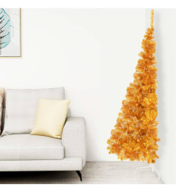 Demi sapin de Noël artificiel avec support Doré 210 cm PVC