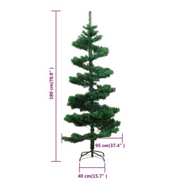 Arbre de Noël hélicoïdal pré-éclairé et support vert 180 cm PVC